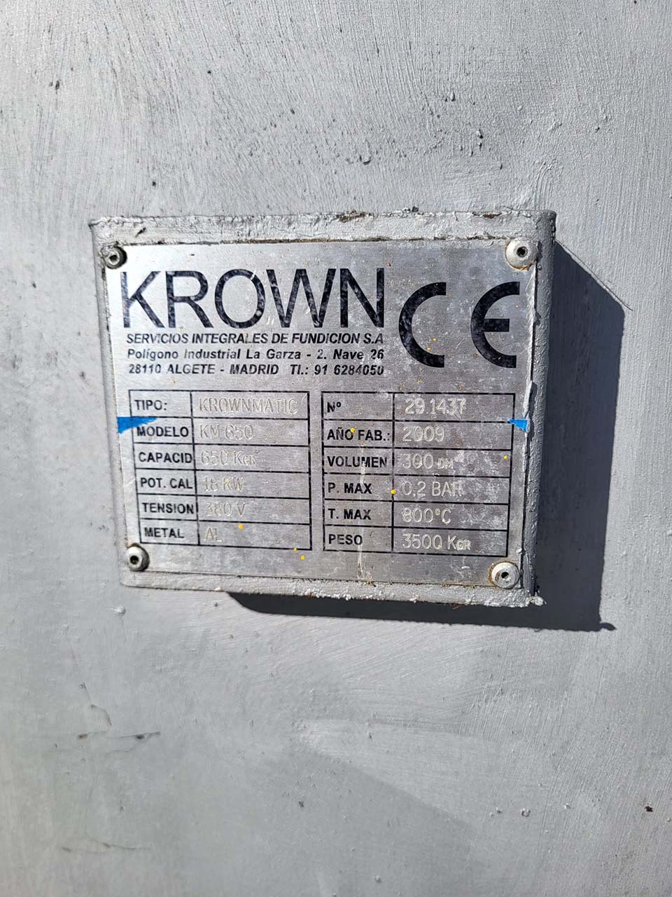 Krown Krownmatic KM 650 dosing furnace O1759, used